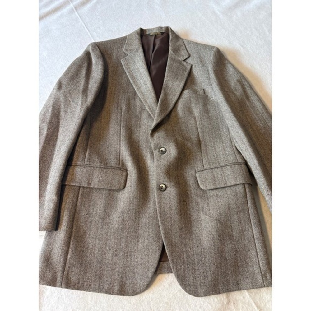 Natelsons Herringbone Blazer Mens 37.5R Brown Vintage Sport Coat Wool Pant29x31